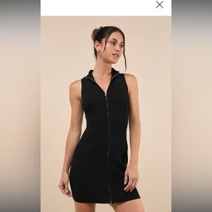 Front zipped ribbed dress